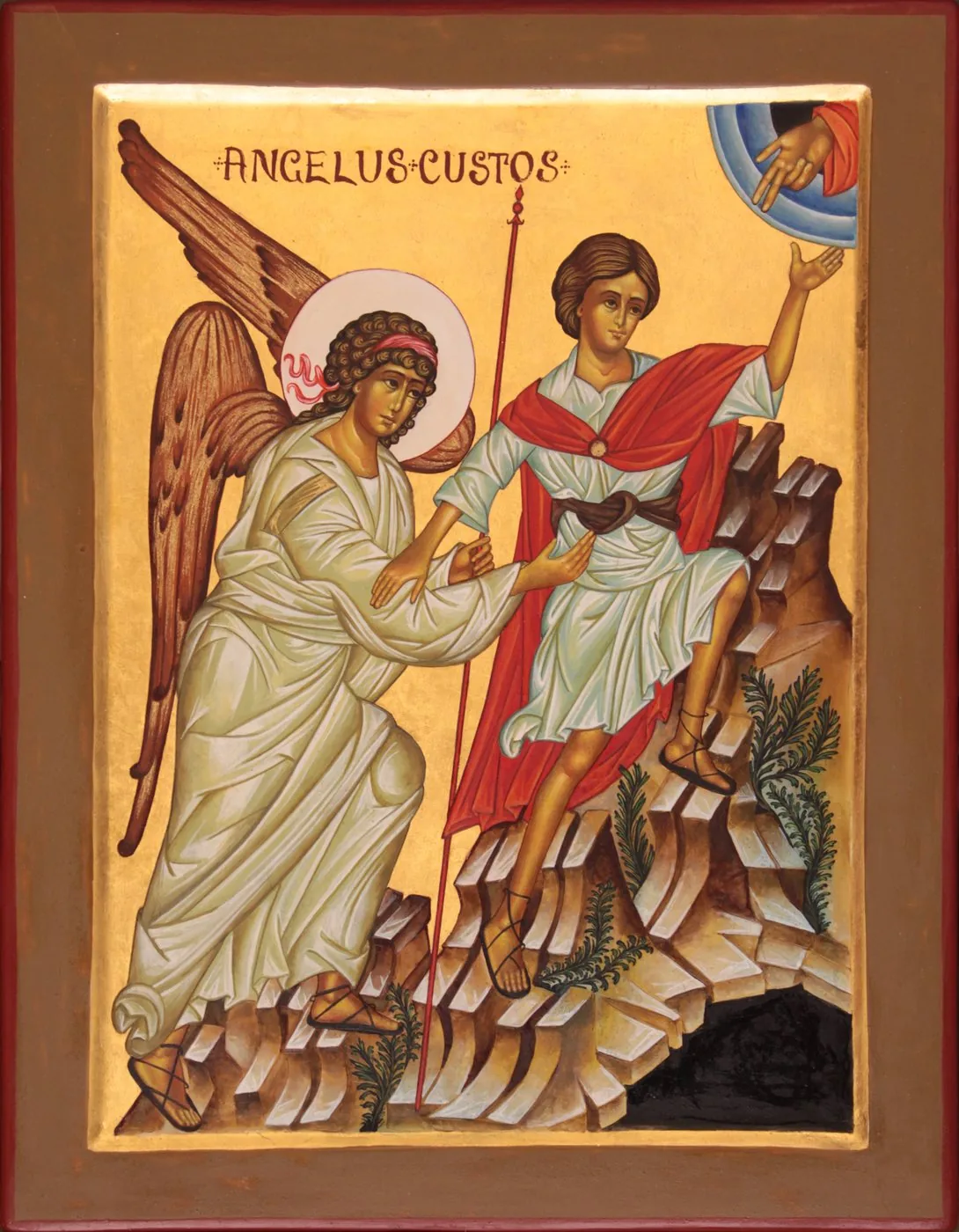 Icona dell'Angelo Custode con l'iscrizione Angelus Custos